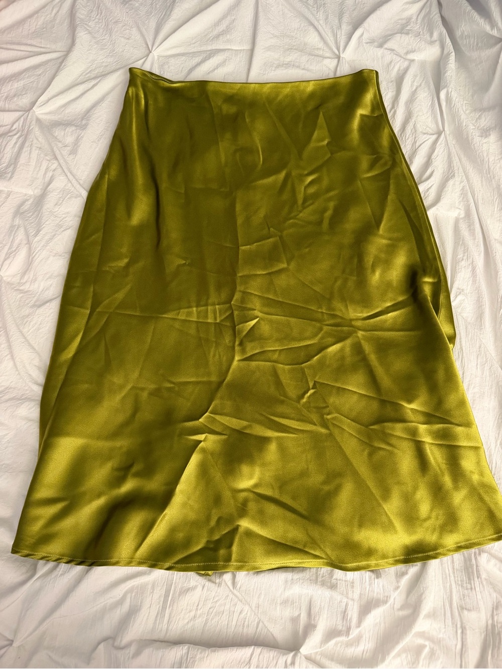 SHEIN Olive Satin Midi Slip Skirt